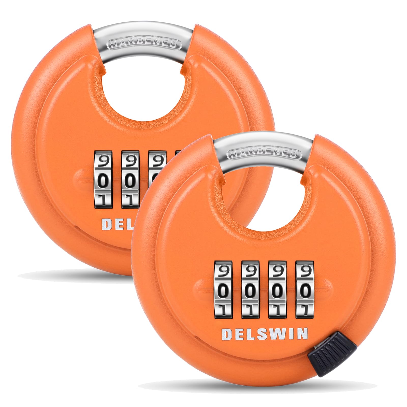 DELSWIN 4-Digit Disc Padlock with shielded shackle for outdoor security