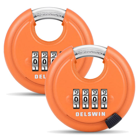 DELSWIN 4-Digit Disc Padlock with shielded shackle for outdoor security