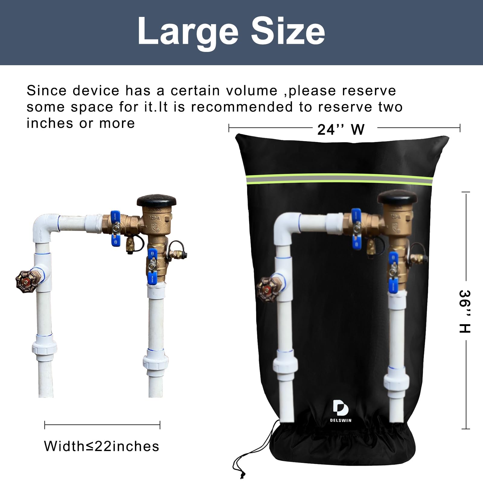 DELSWIN drawstring valve cover securing the backflow system