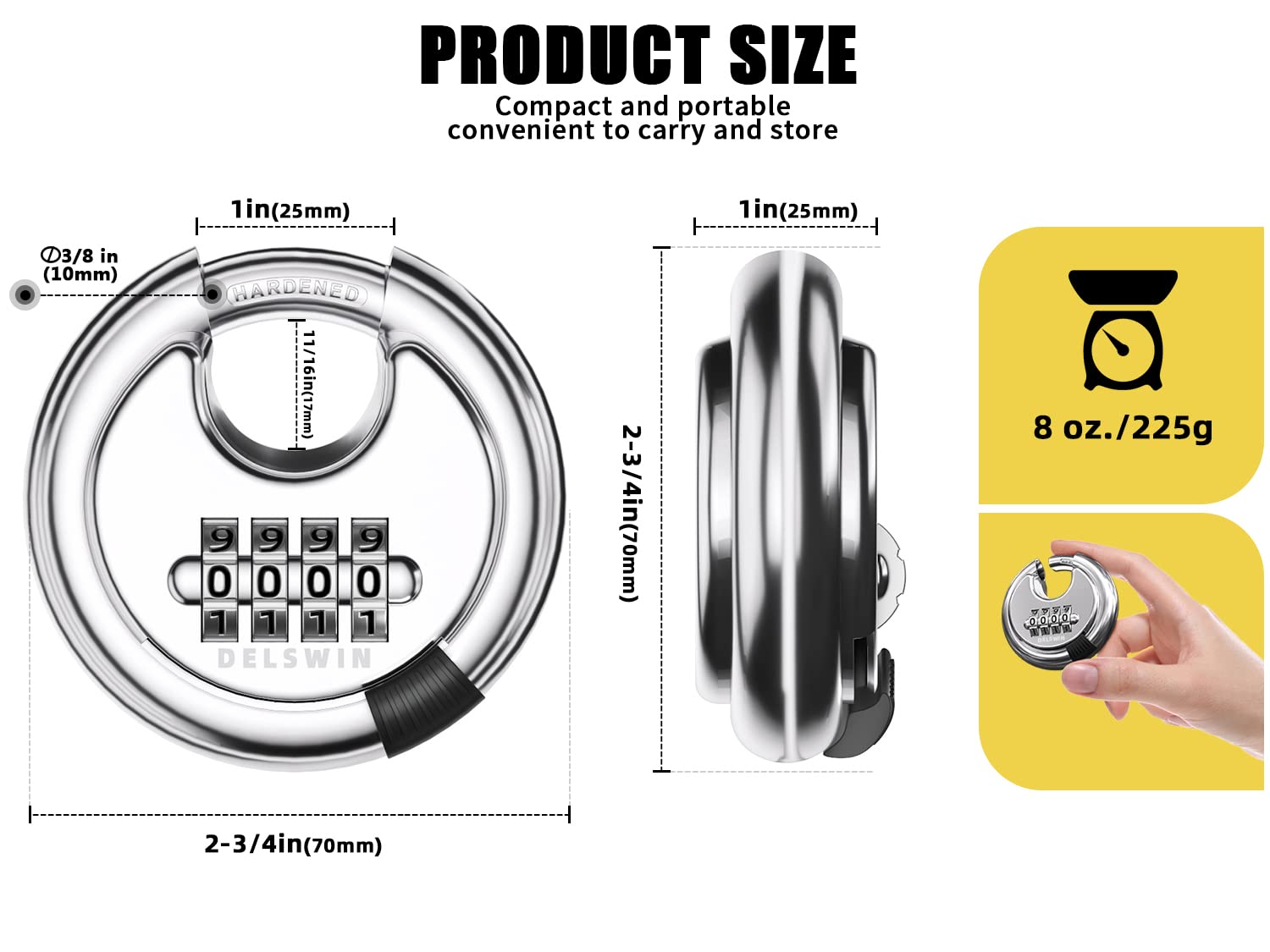 DELSWIN hardened steel shackle close-up highlighting strength
