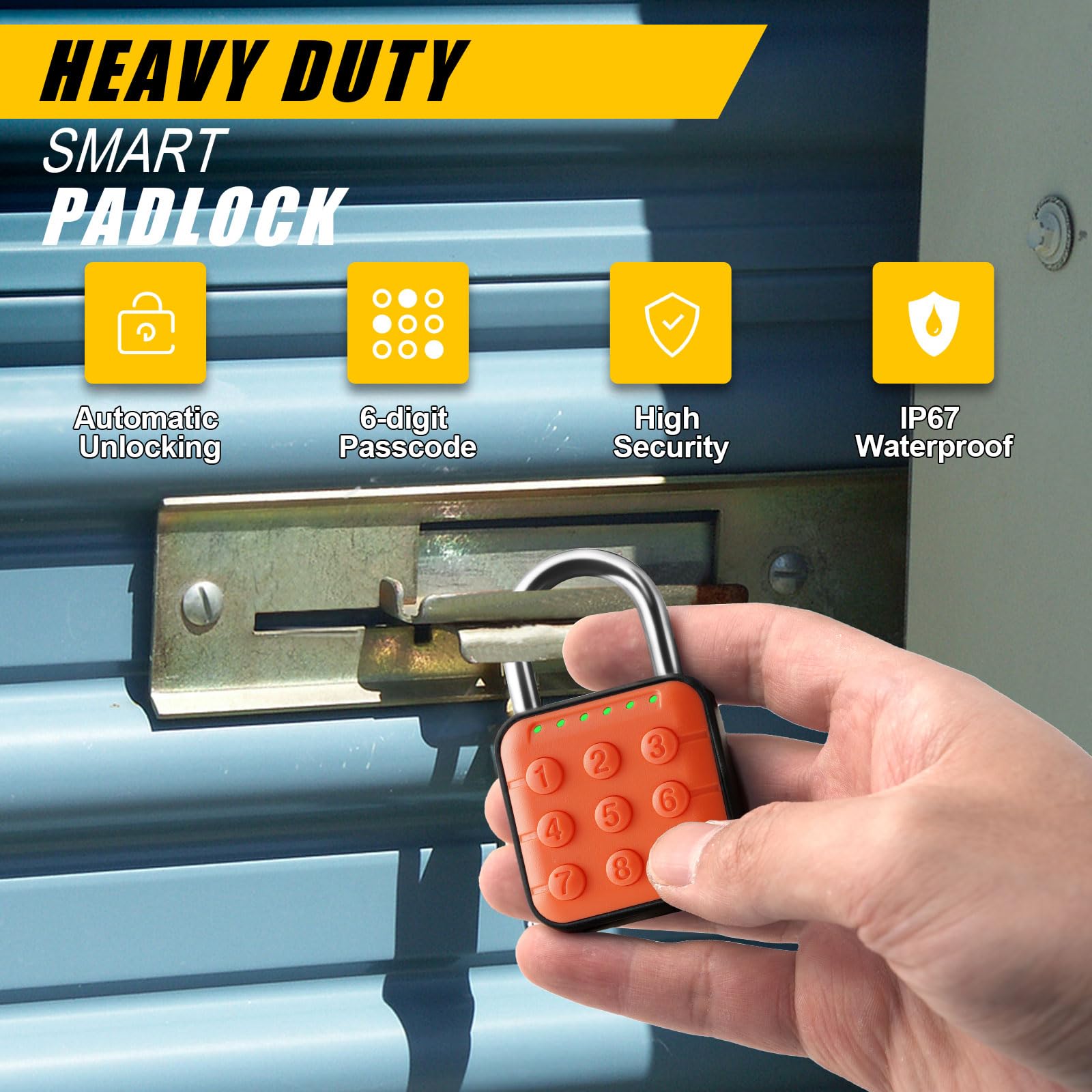 DELSWIN IP67 waterproof padlock stands up to rain for outdoor storage