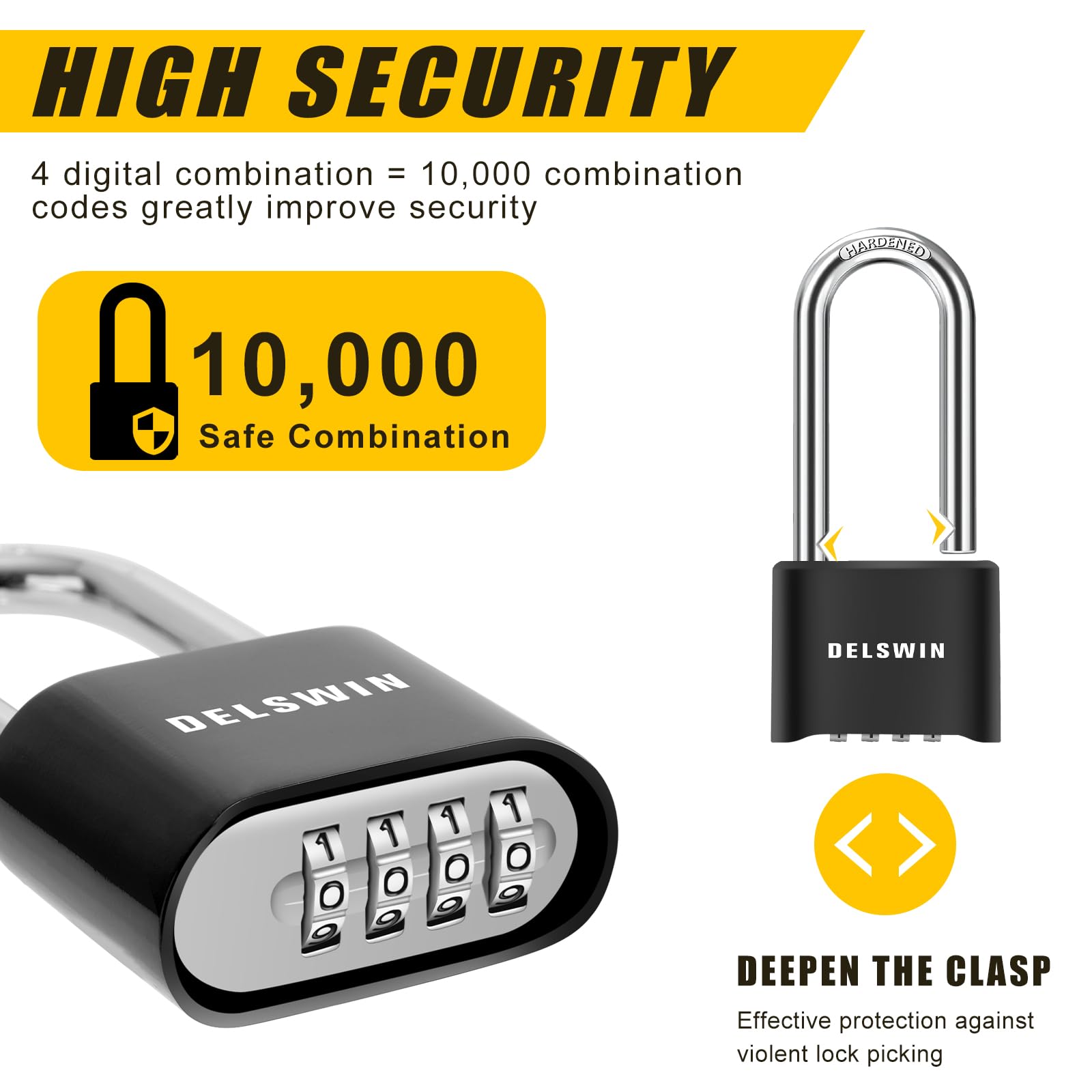 DELSWIN padlock body 2in wide highlights compact size for multiple lockers