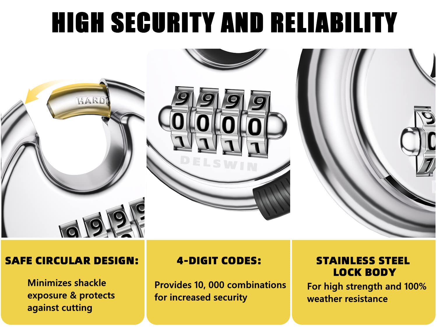 DELSWIN round shielded design reduces shackle exposure
