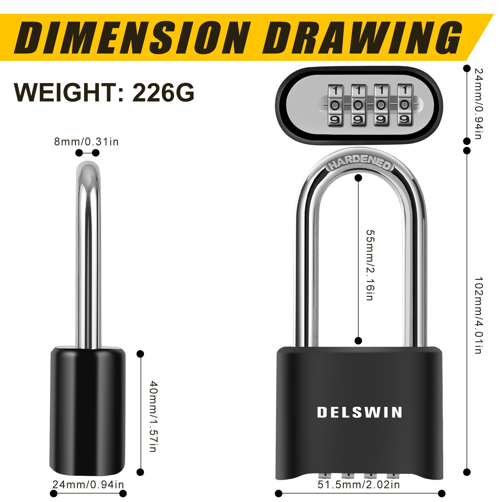 DELSWIN weatherproof metal shell endures outdoor conditions for long-lasting use