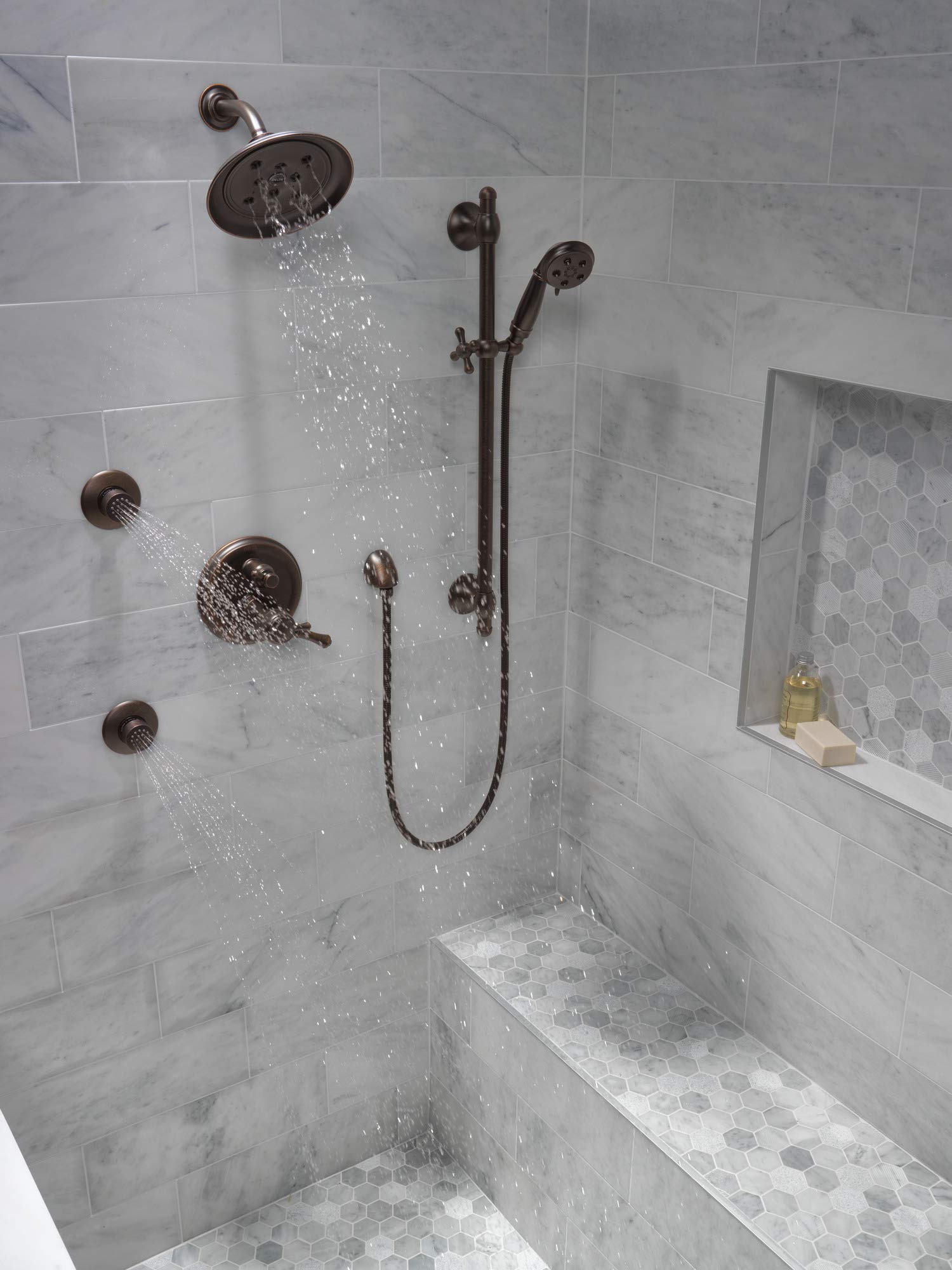 Durable brass construction promises sturdy support for daily showers.