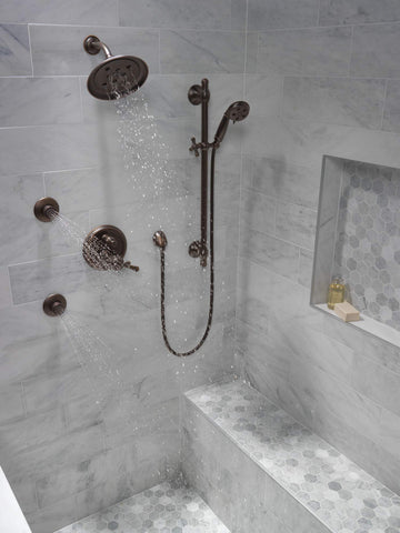 Durable brass construction promises sturdy support for daily showers.