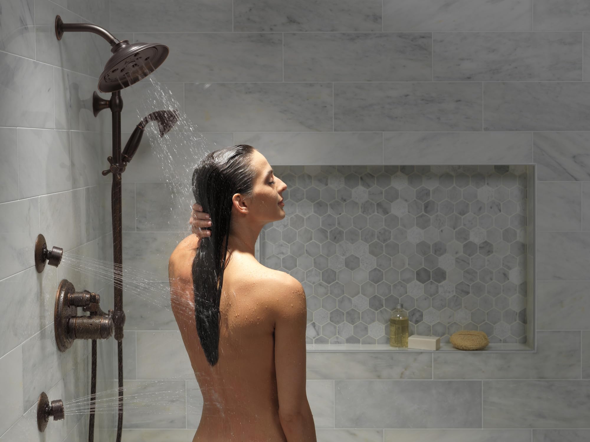 1/2-inch outlet ensures easy connection to standard hand shower hoses.