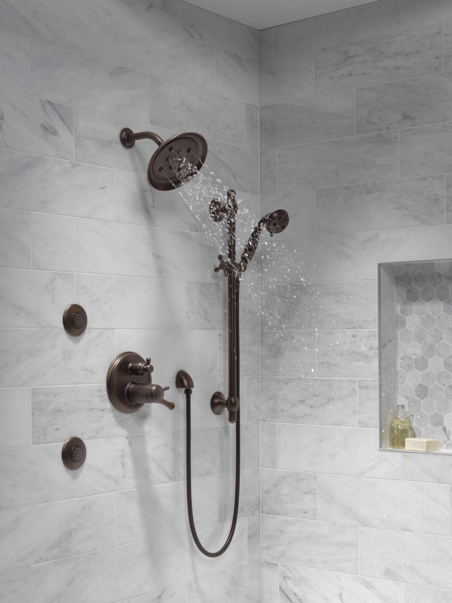 Pair with handheld showers to customize your shower experience.