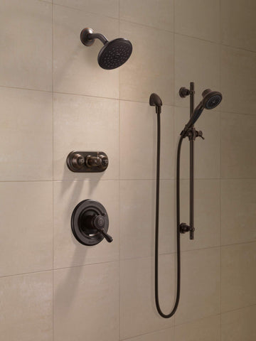 Venetian Bronze finish detail highlights warm metallic tone and water-spot resistance.