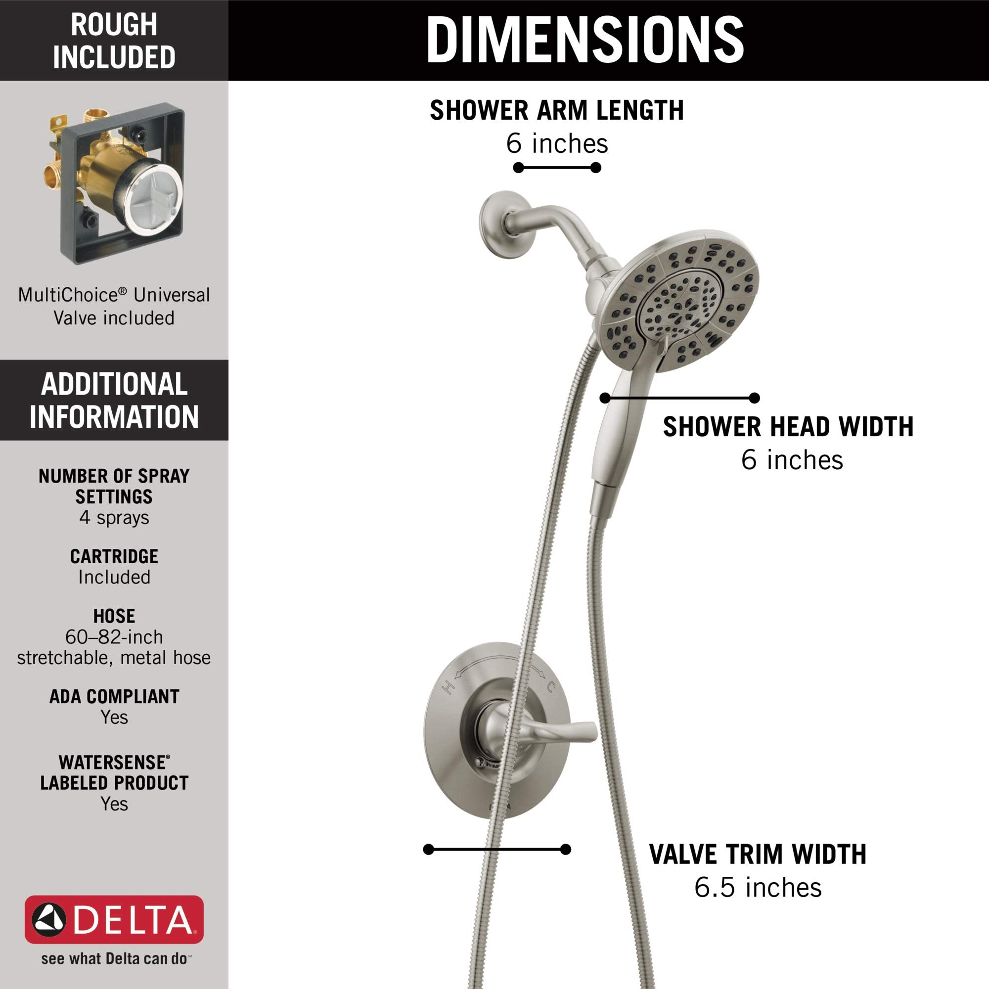 Detachable handheld shower from Delta Arvo 14 Series for targeted rinsing.