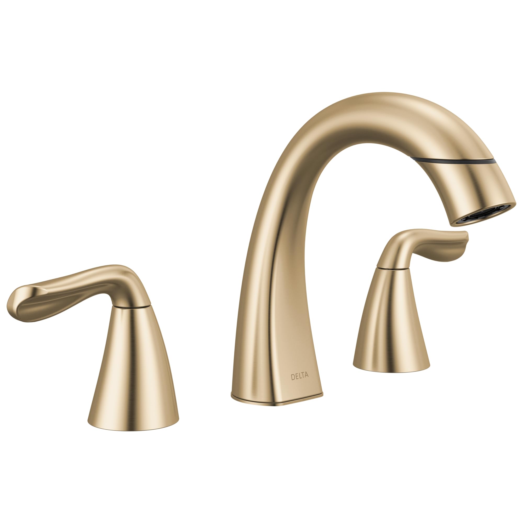 Delta Arvo brushed gold faucet front view highlighting premium finish for a luxe bath.