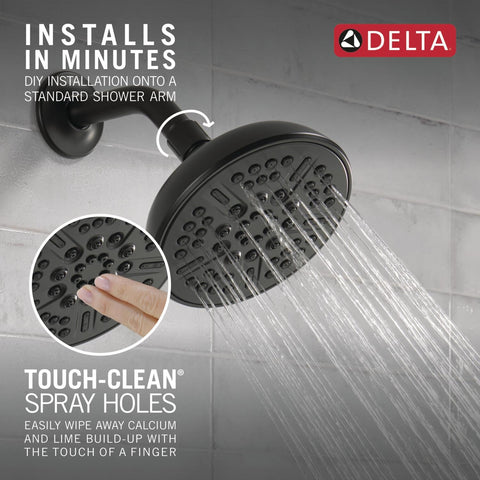 Delta Faucet pause setting shown for shaving and lathering with water savings.