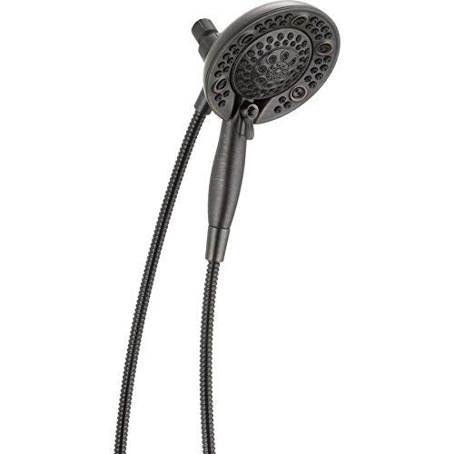Delta In2ition 2-in-1 rain and handheld shower head for versatile bathing.
