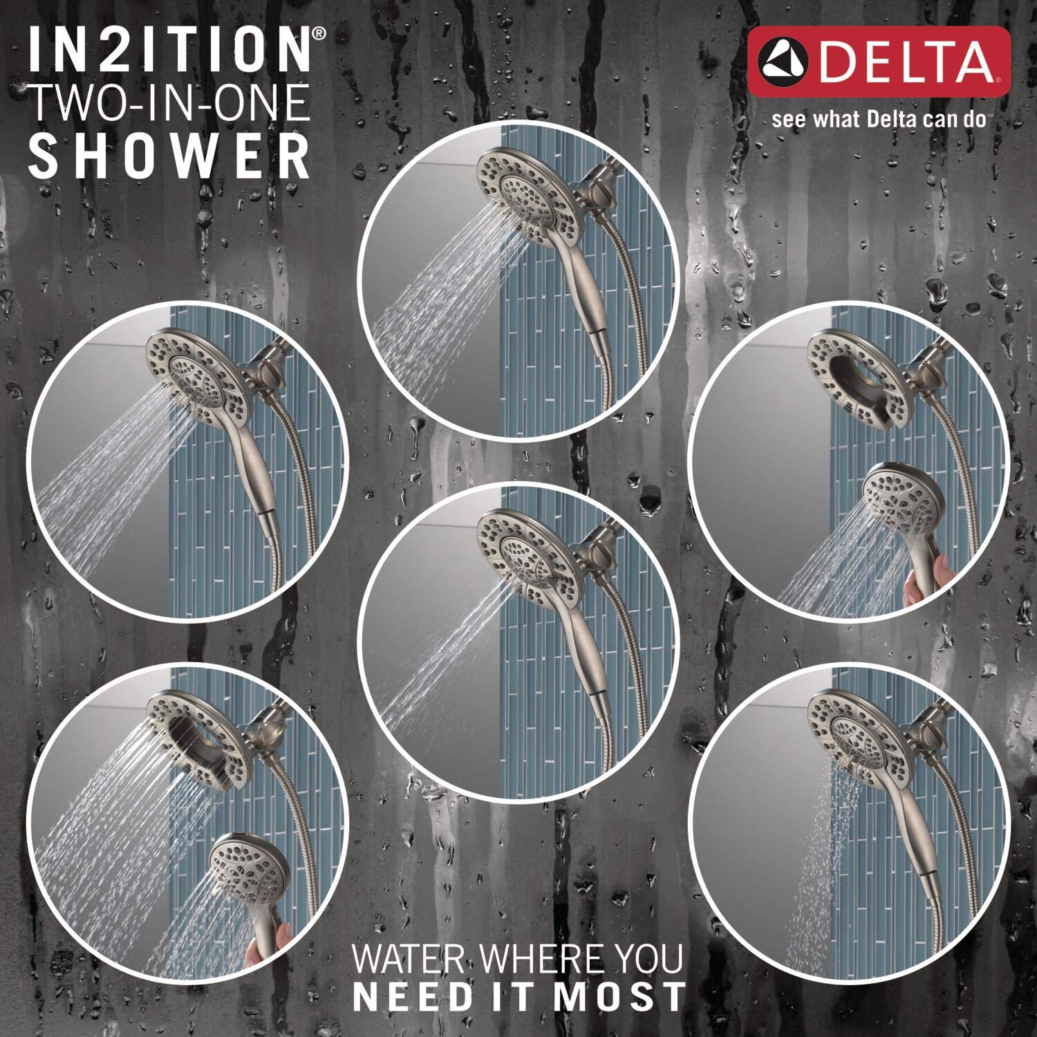 Delta In2ition 3-way diverter for head and handheld options, Brushed Nickel