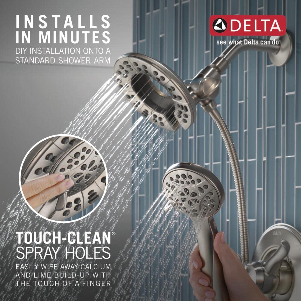 Delta In2ition Touch-Clean holes for easy mineral buildup removal, Brushed Nickel