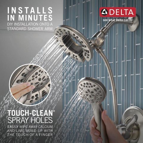 Delta In2ition Touch-Clean holes for easy mineral buildup removal, Brushed Nickel