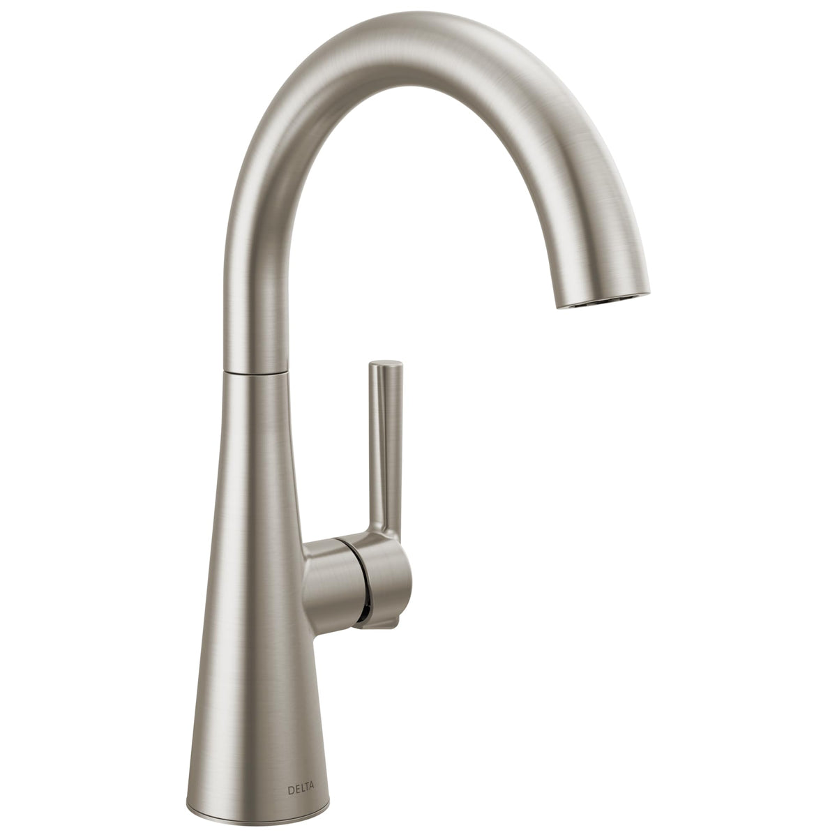 Delta Modern Brushed Nickel faucet close-up highlighting design and finish