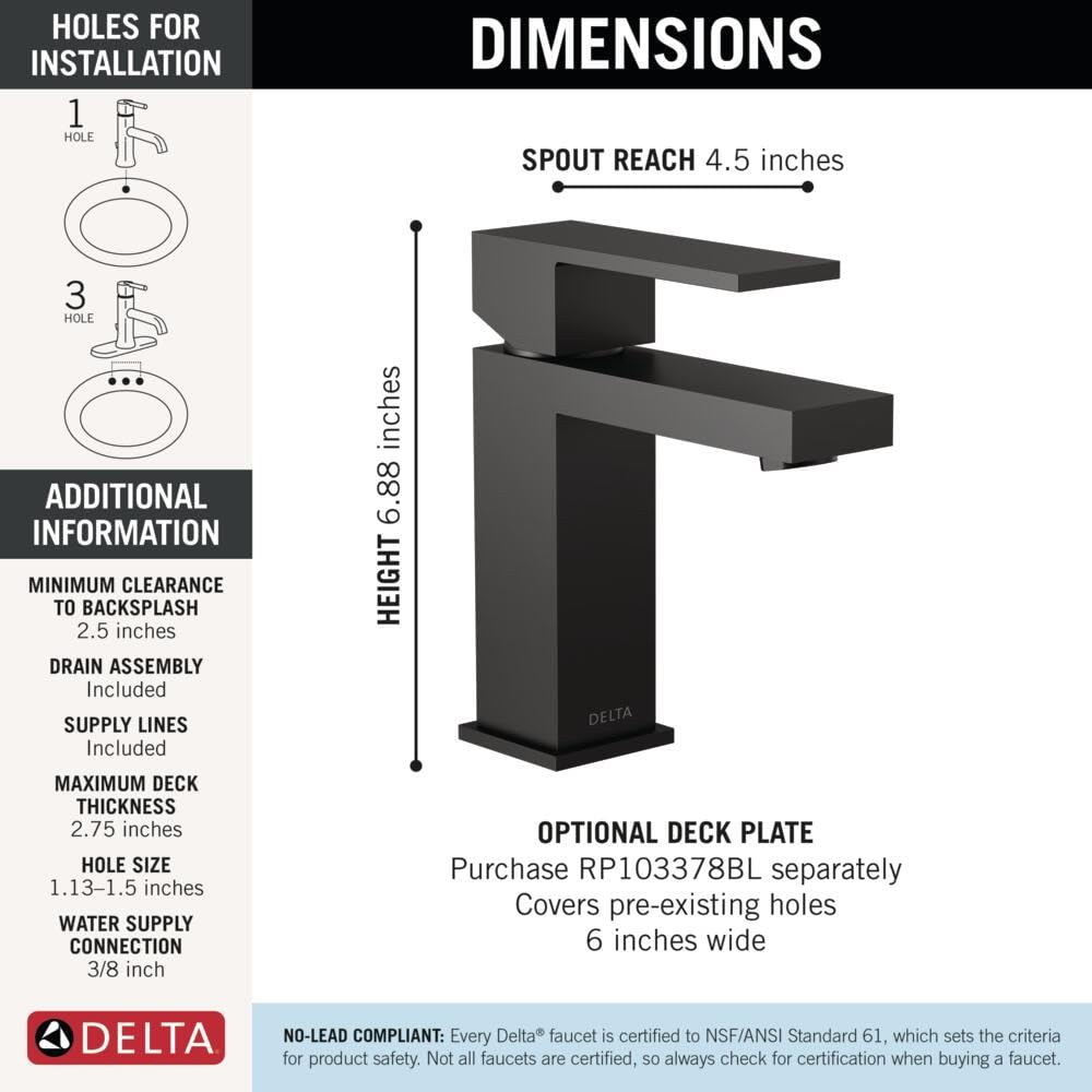 Delta matte black finish delivers durable, corrosion-resistant beauty over time.