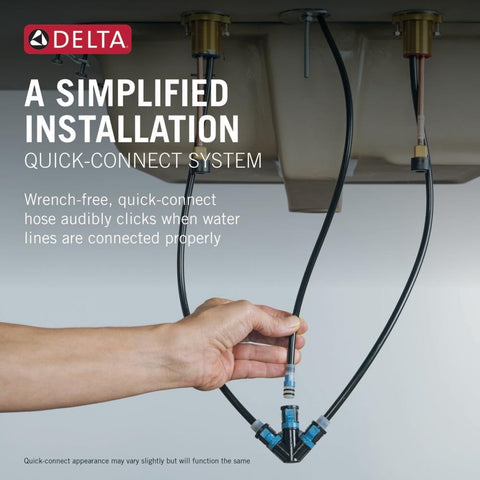 Delta Nicoli brushed nickel WaterSense promotes efficient water use in daily routines.