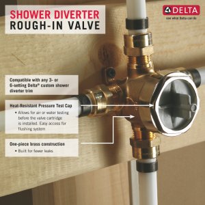Delta R11000 rough-in kit in forged brass ready for future trim