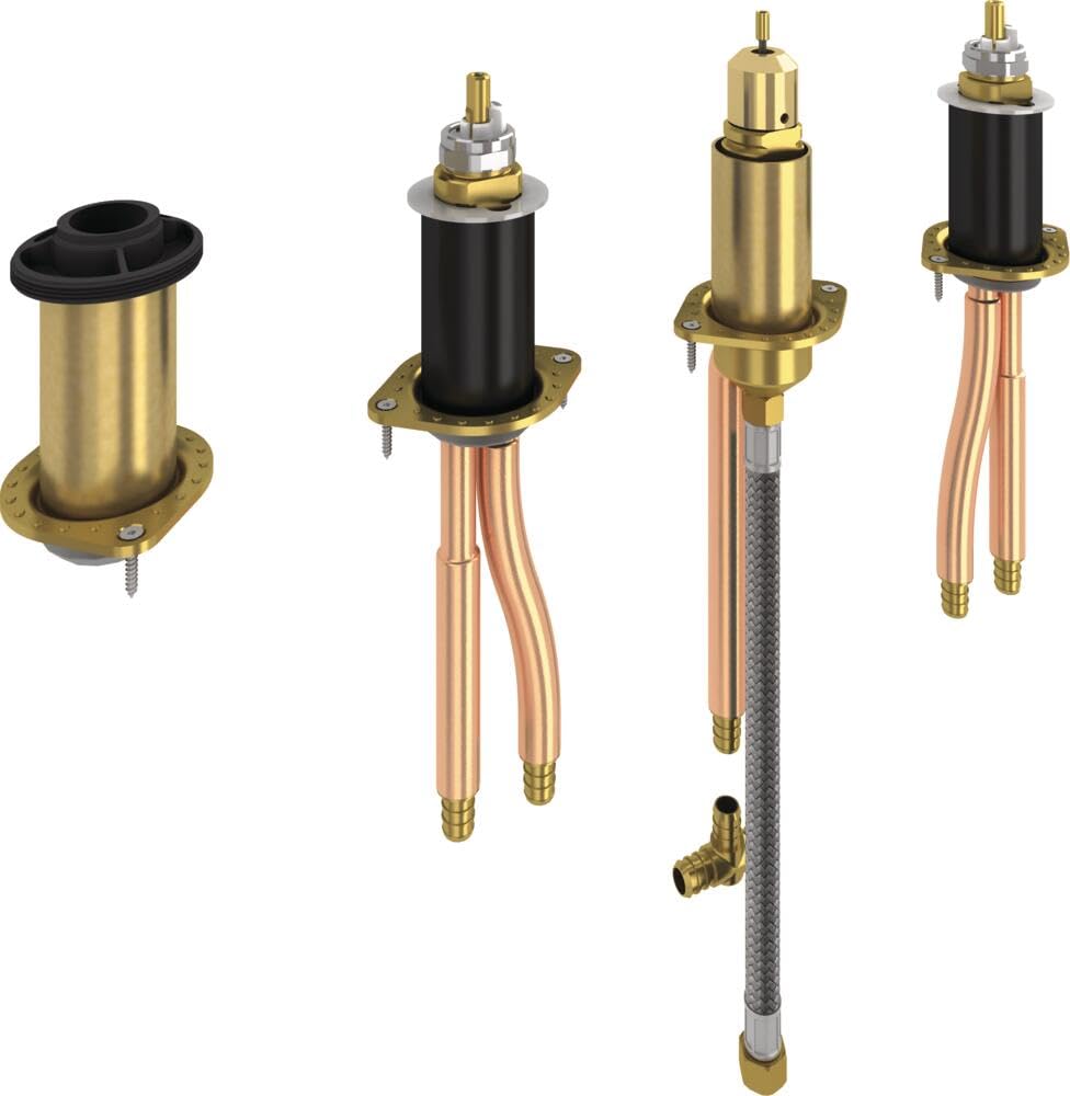 DELTA R4707-PX rough-in kit closeup shows compact size and install-ready design.