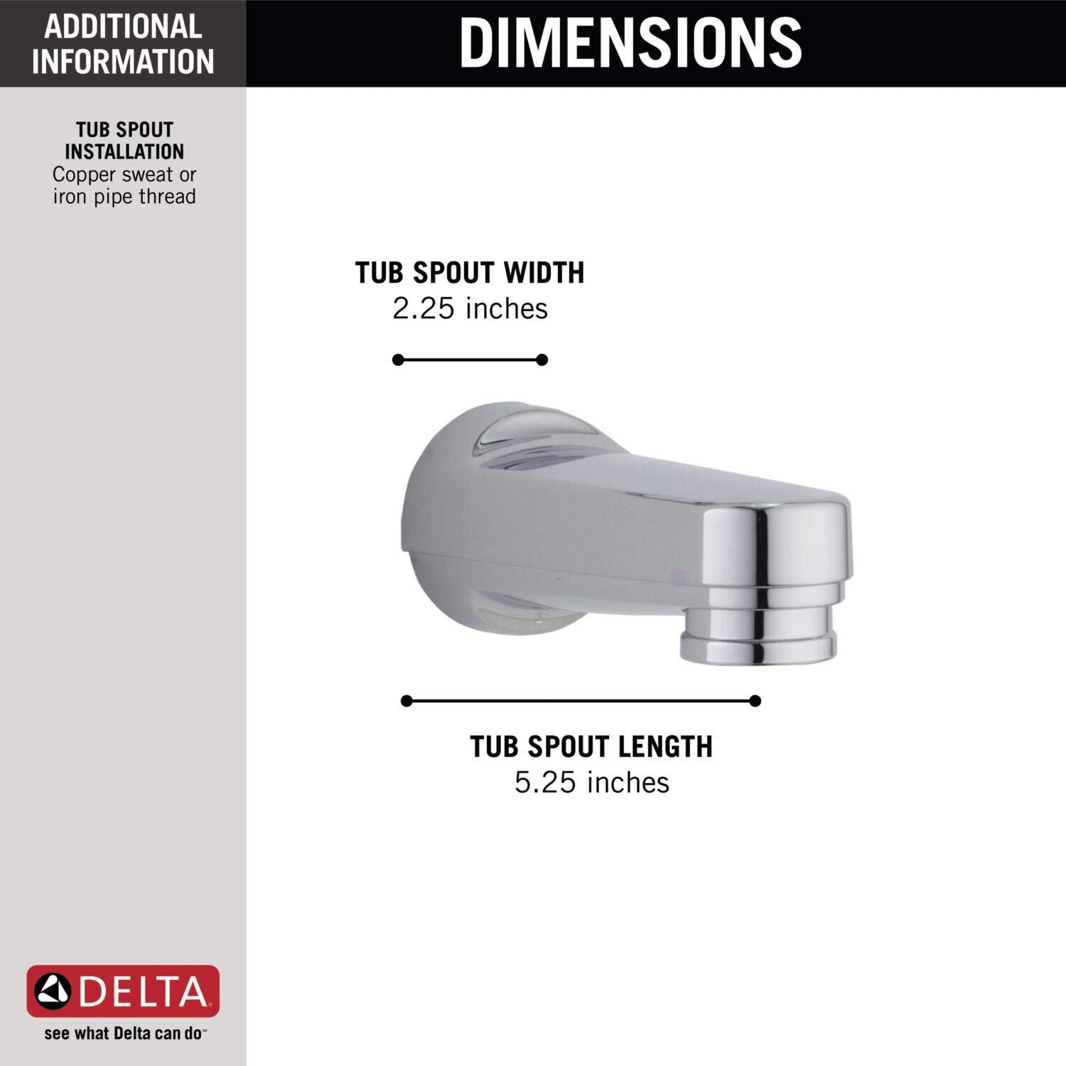 Delta RP17453 chrome tub spout installation compatible with 1/2-inch connections.