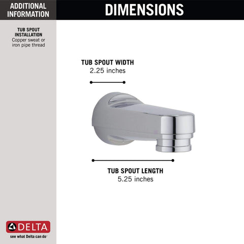 Delta RP17453 chrome tub spout installation compatible with 1/2-inch connections.