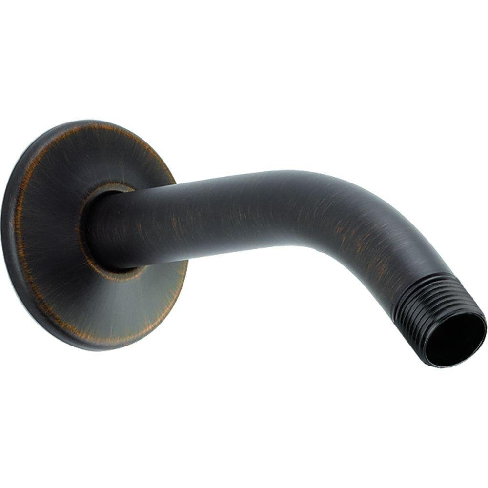 Delta 6-inch Venetian Bronze shower arm for flexible head placement.