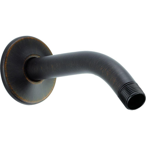 Delta 6-inch Venetian Bronze shower arm for flexible head placement.