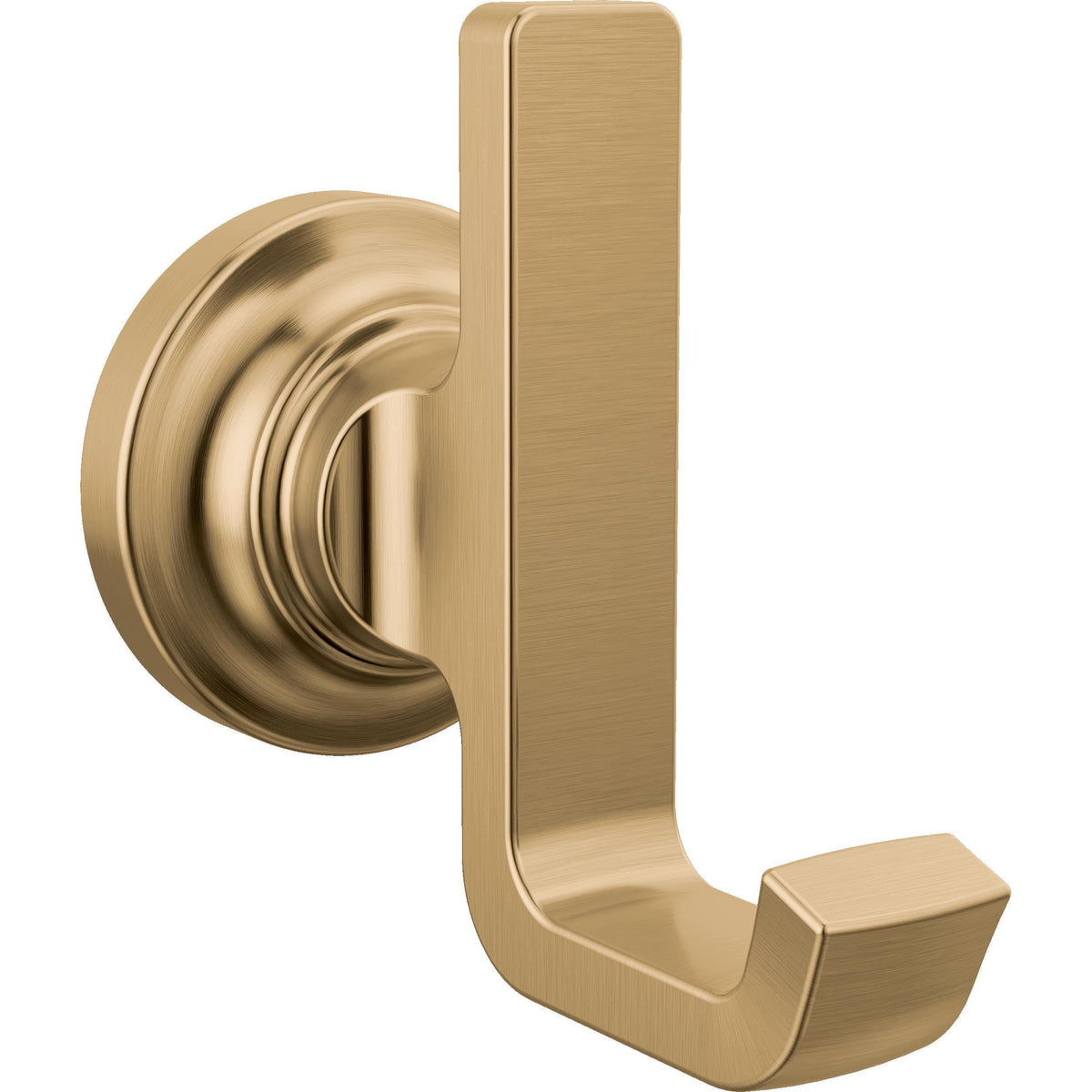 Delta Tetra towel hook in champagne bronze; saves wall space for robes and towels