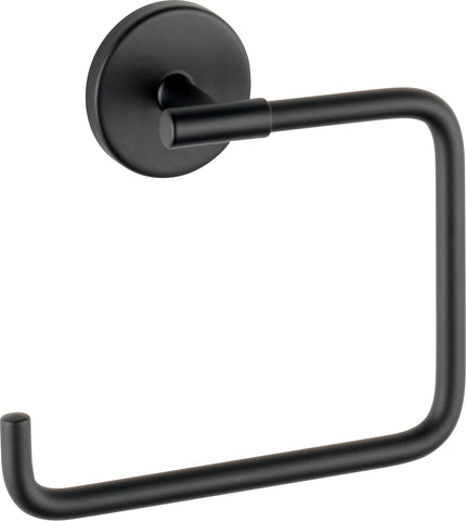 Delta Trinsic hand towel holder in matte black for a sleek bathroom look