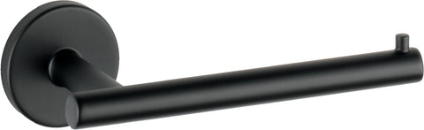 Delta Trinsic matte black toilet paper holder wall-mounted for clutter-free bathrooms.