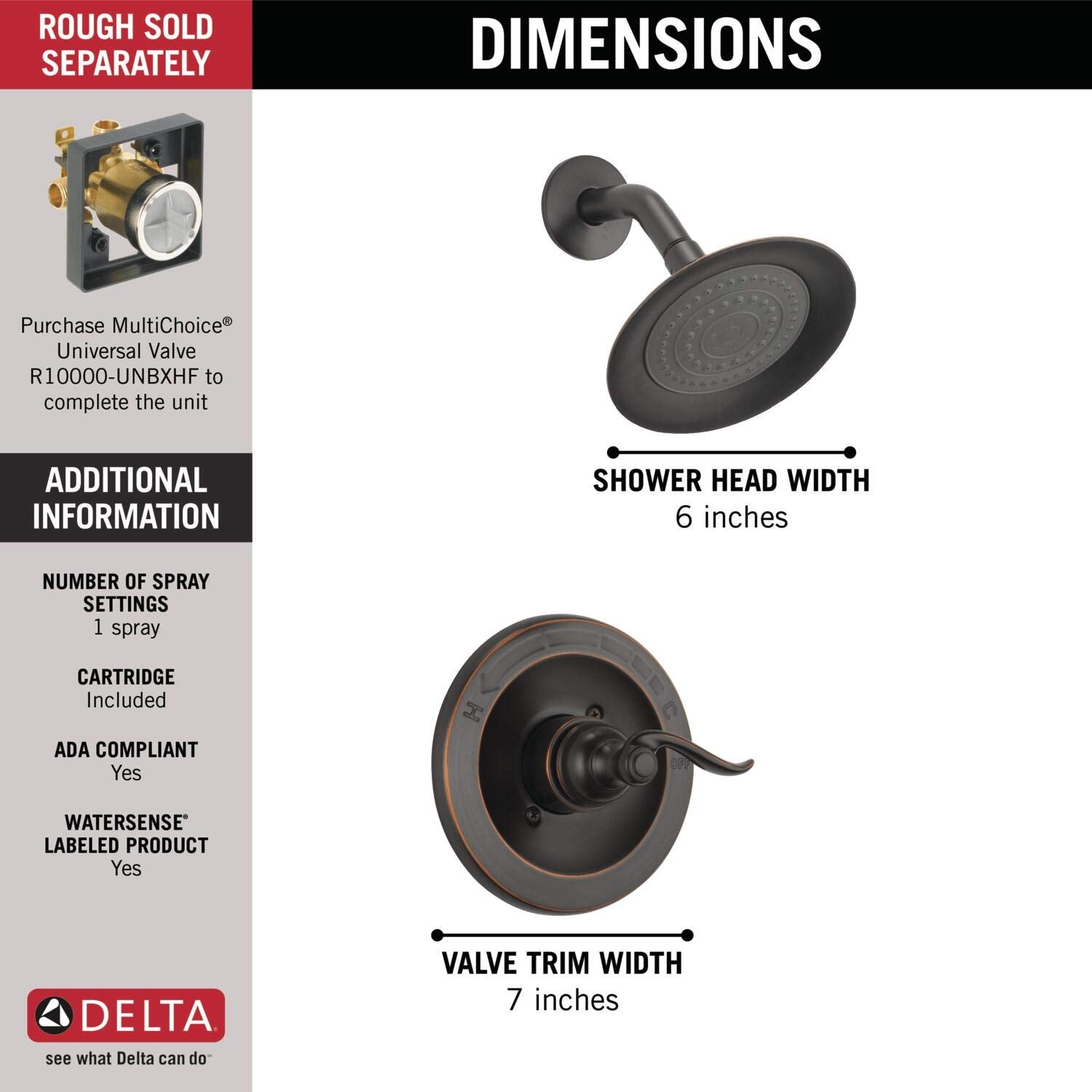 Delta Windemere 14 Series valve trim highlights a durable, corrosion-resistant finish.