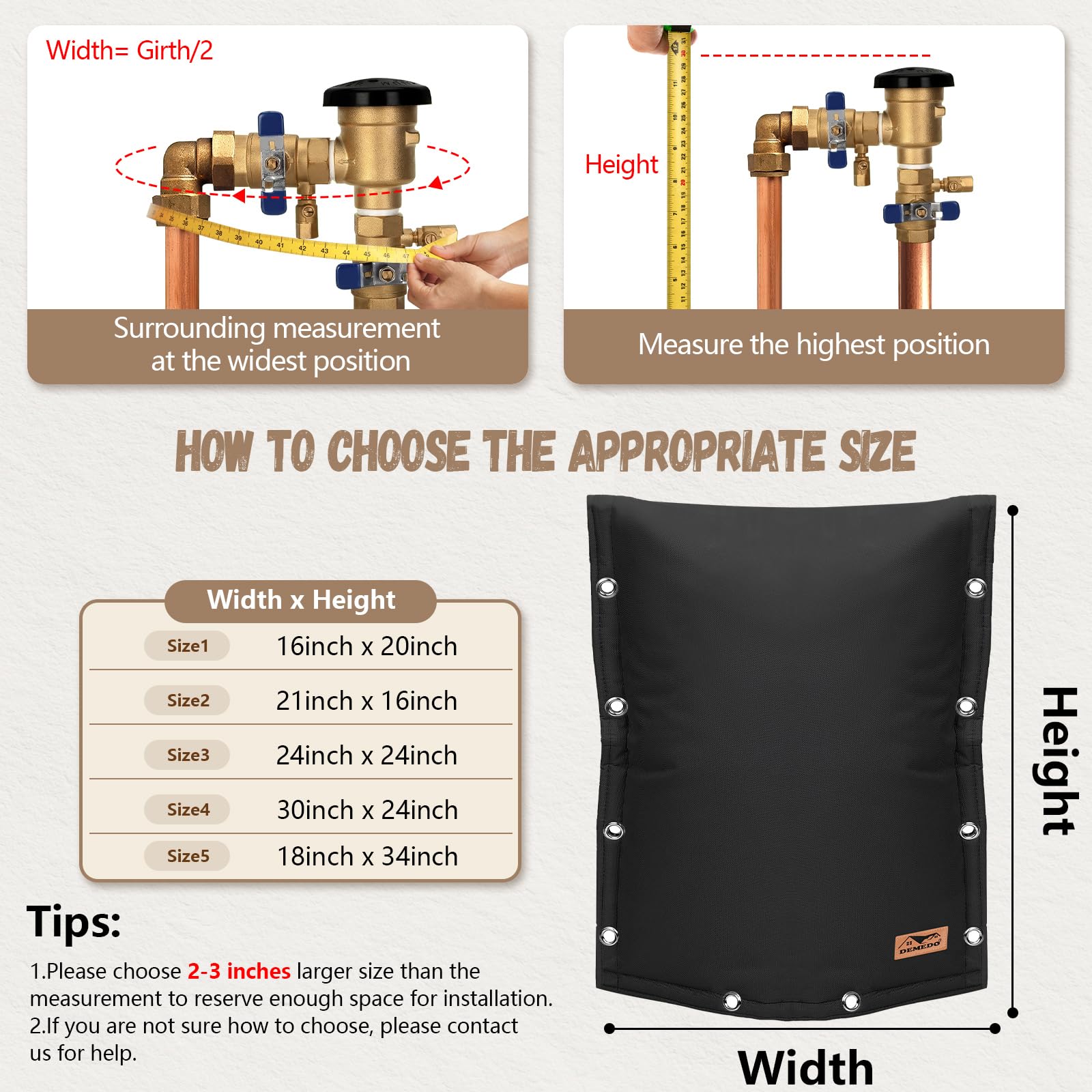 DEMEDO insulated backflow cover with waterproof 600d oxford fabric for outdoor use