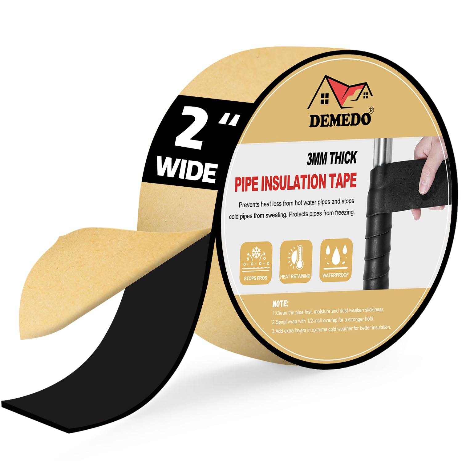 DEMEDO pipe insulation tape wrapped around outdoor pipe for durable protection