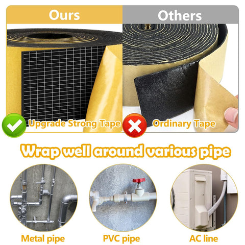 DEMEDO adhesive-back pipe insulation tape showing strong self-adhesion