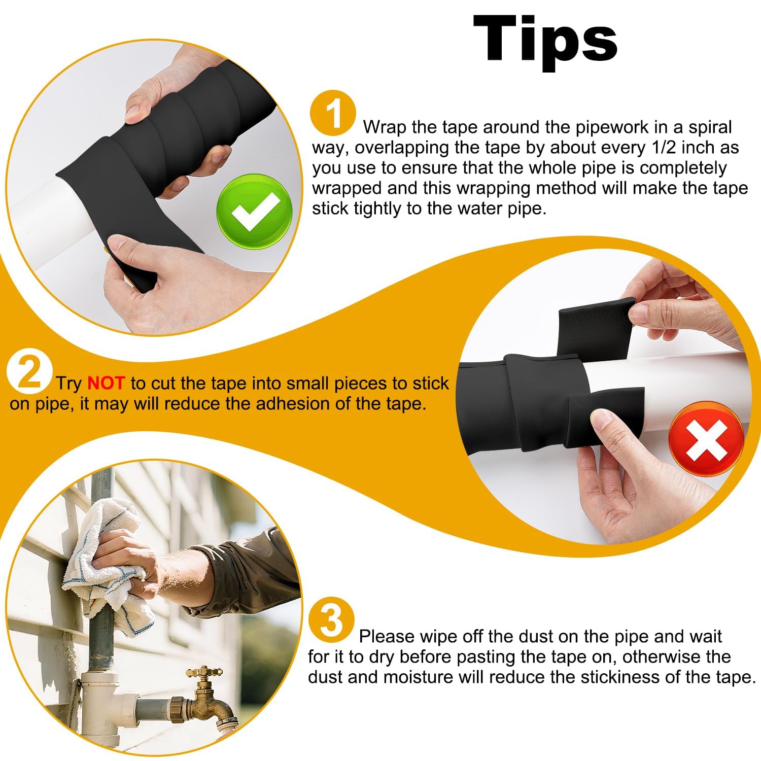 DEMEDO pipe insulation tape around a curved elbow for tight fittings