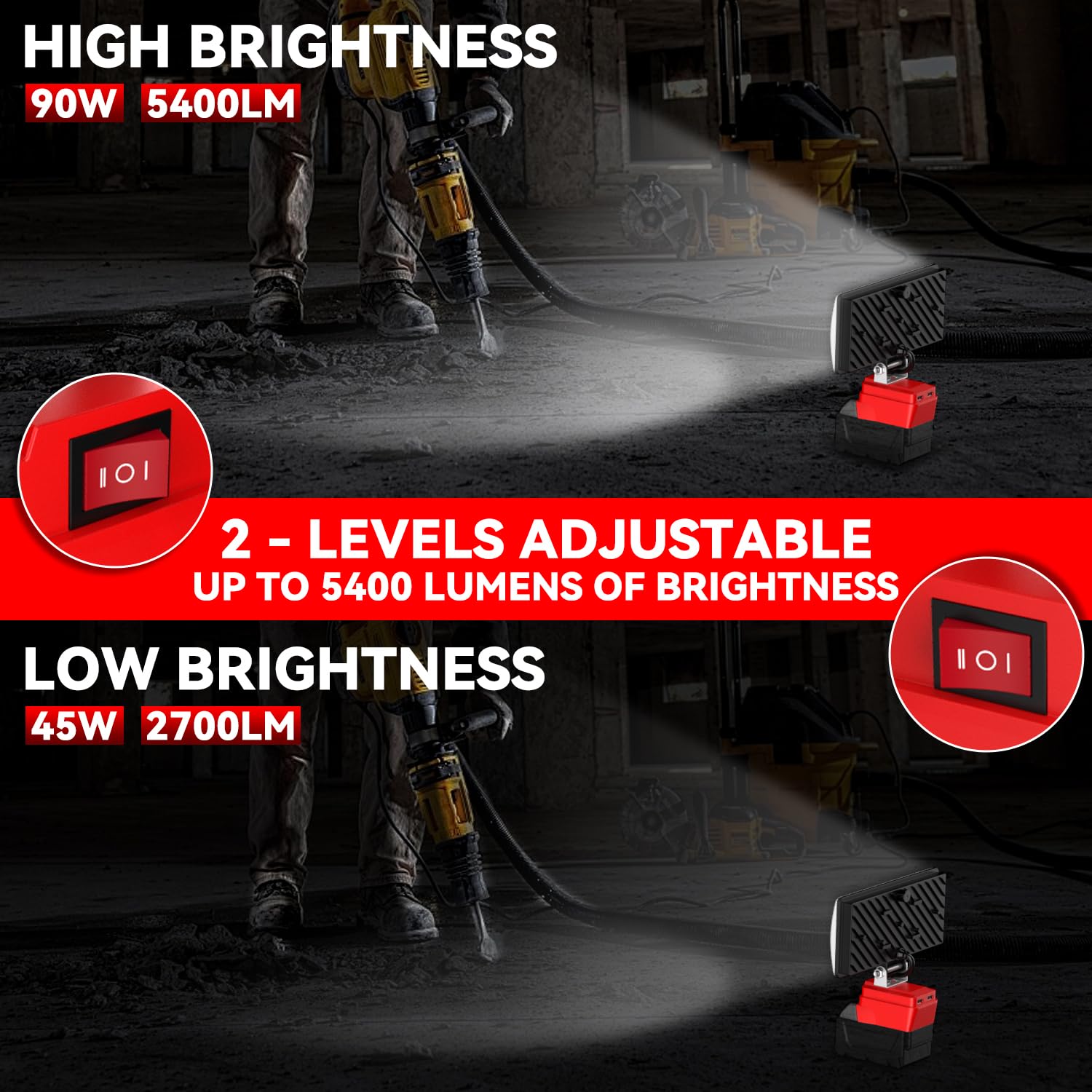 DEMIMA two-level brightness switch demonstrates adjustable intensity for different tasks.