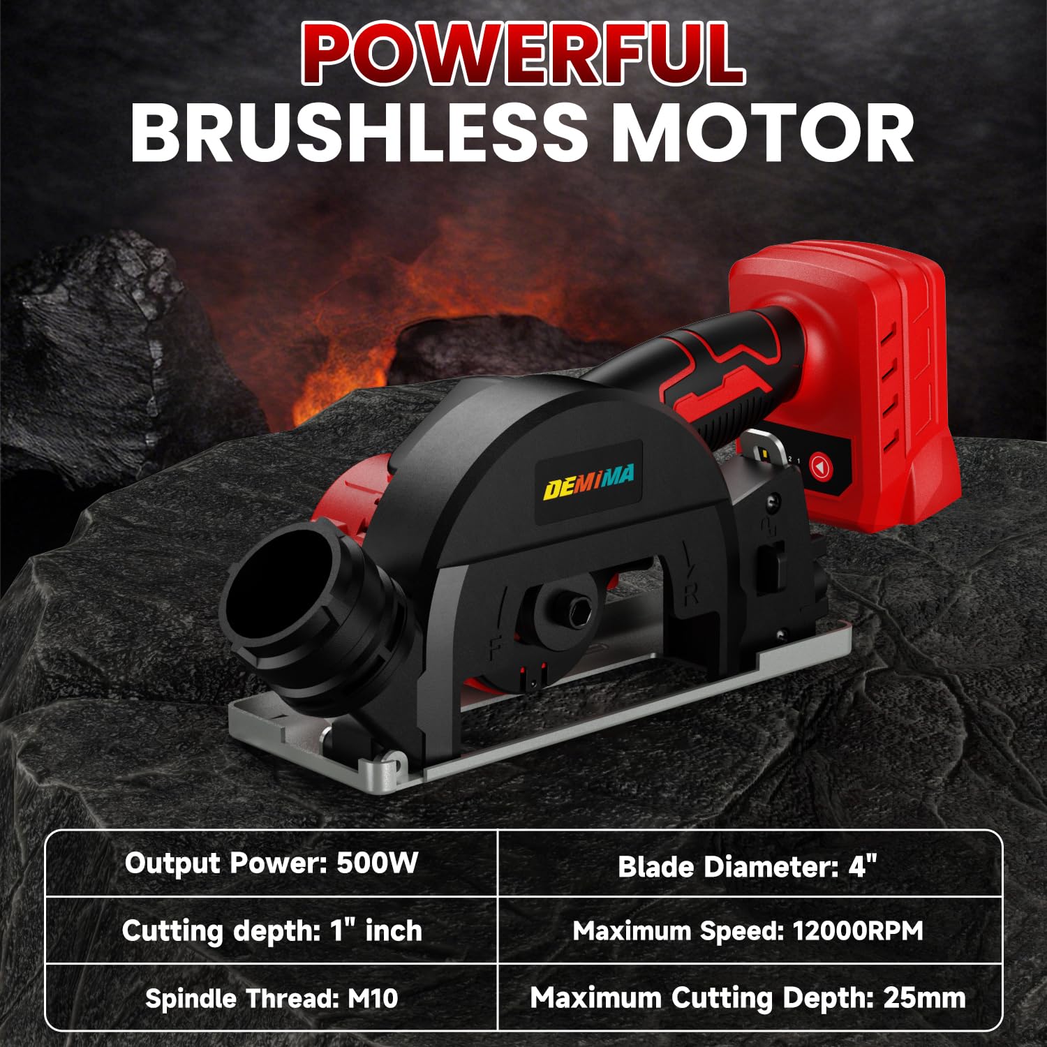 DEMIMA 6-cut-off wheel set shown for versatile metal, wood, and plastic cuts.