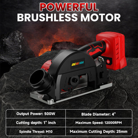 DEMIMA 6-cut-off wheel set shown for versatile metal, wood, and plastic cuts.