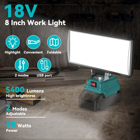 Tiltable head provides 140° coverage for even workspace lighting.