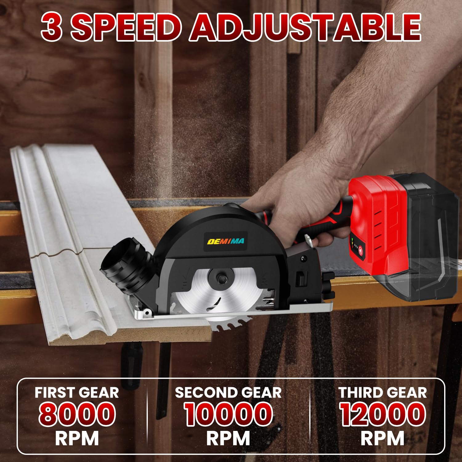 DEMIMA circular saw blade included for versatile material cutting.