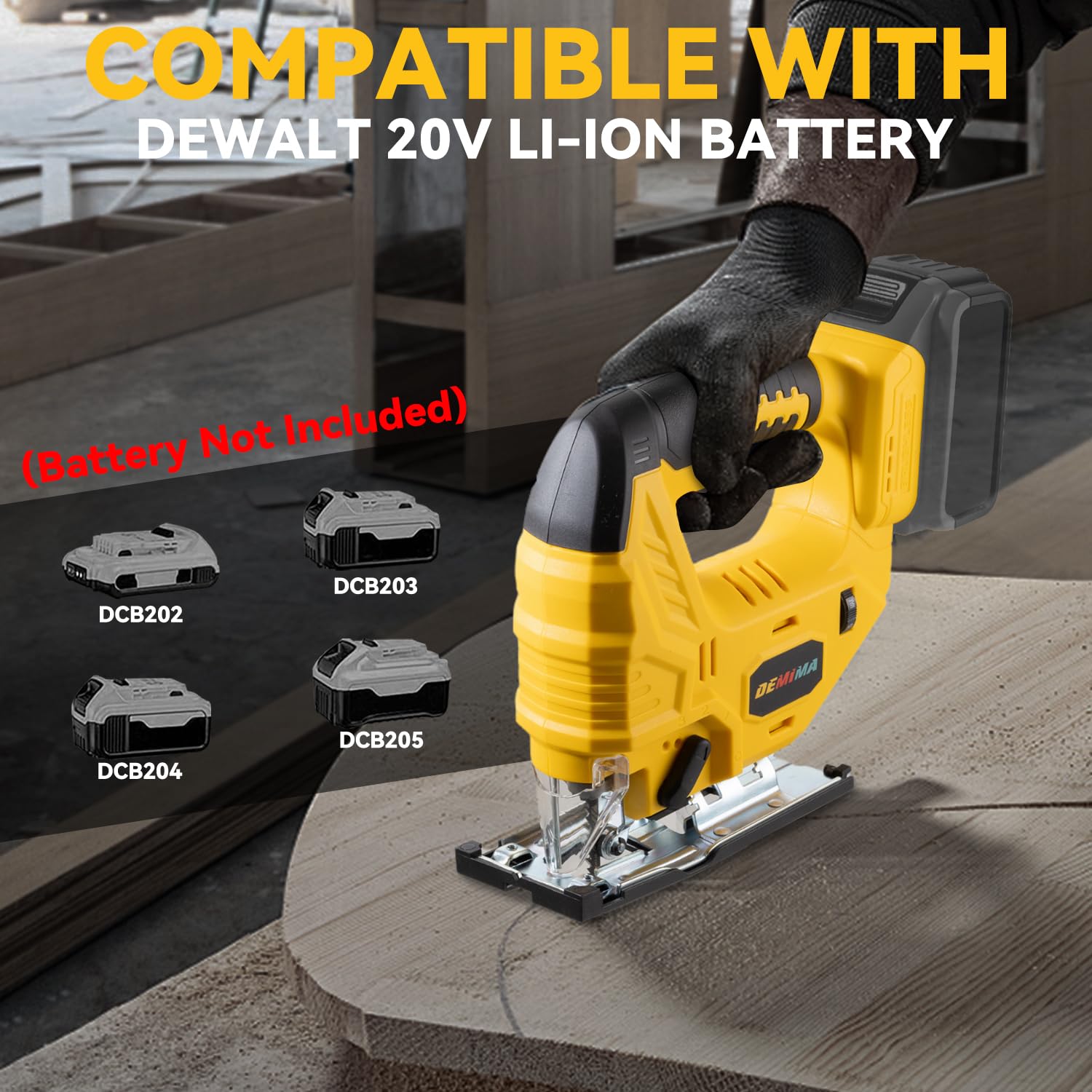 DEMIMA cordless jigsaw with 7 speeds up to 3200 RPM for versatile material handling