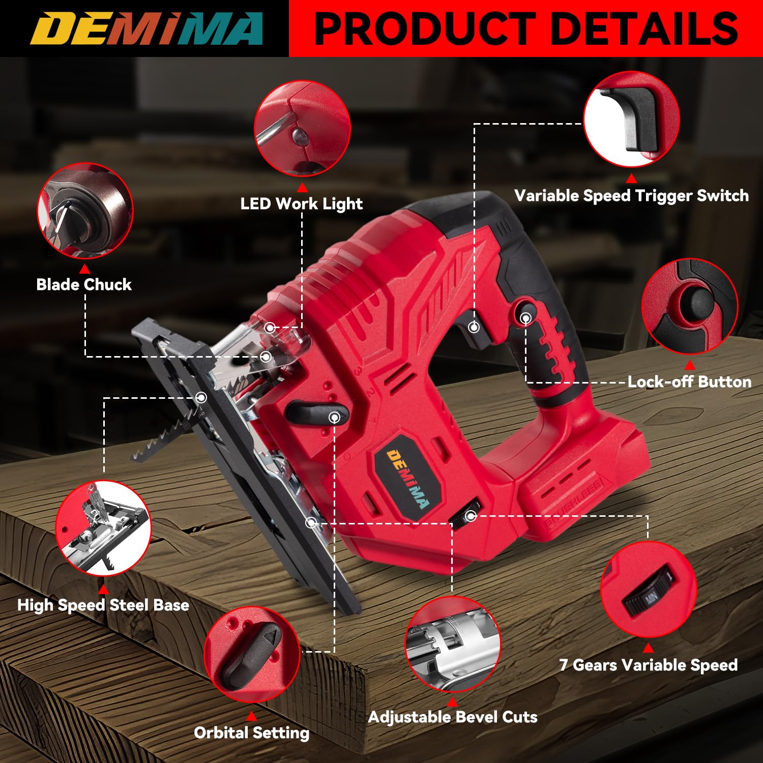 Demima LED light brightens the work area for precise lines