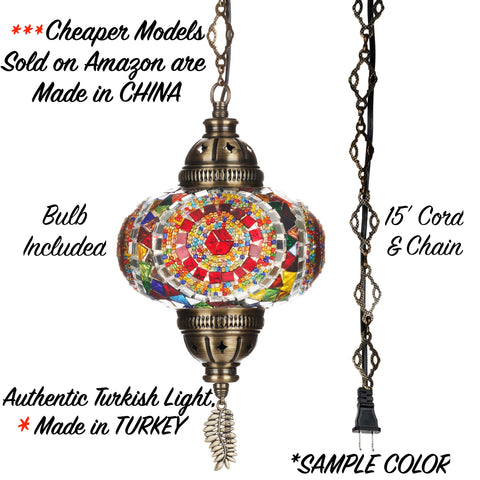 Pendant hangs from extended chain and 15-foot cord for flexible installation.