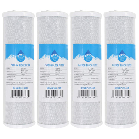 Denali Pure activated-carbon block filter 10-inch four-pack for better-tasting water.