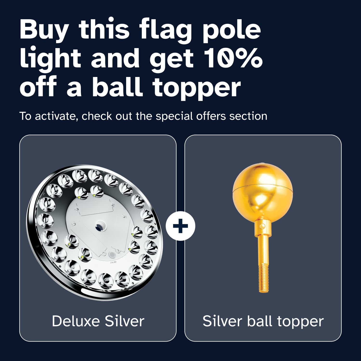 Easy install image of a Deneve flag light mounted on a pole