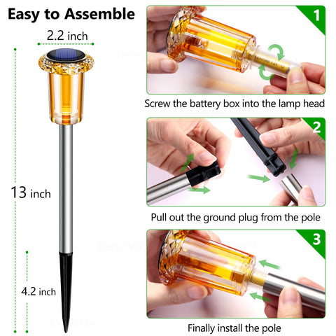Stainless steel pole and stake design of DenicMic outdoor lights