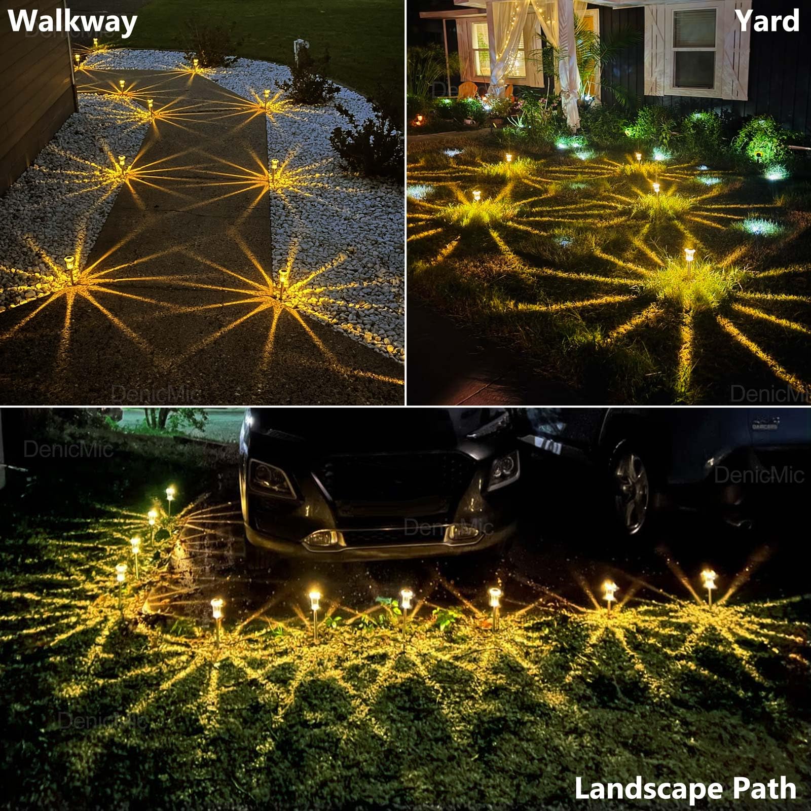 DenicMic outdoor pathway lights deliver even glow along walkways.
