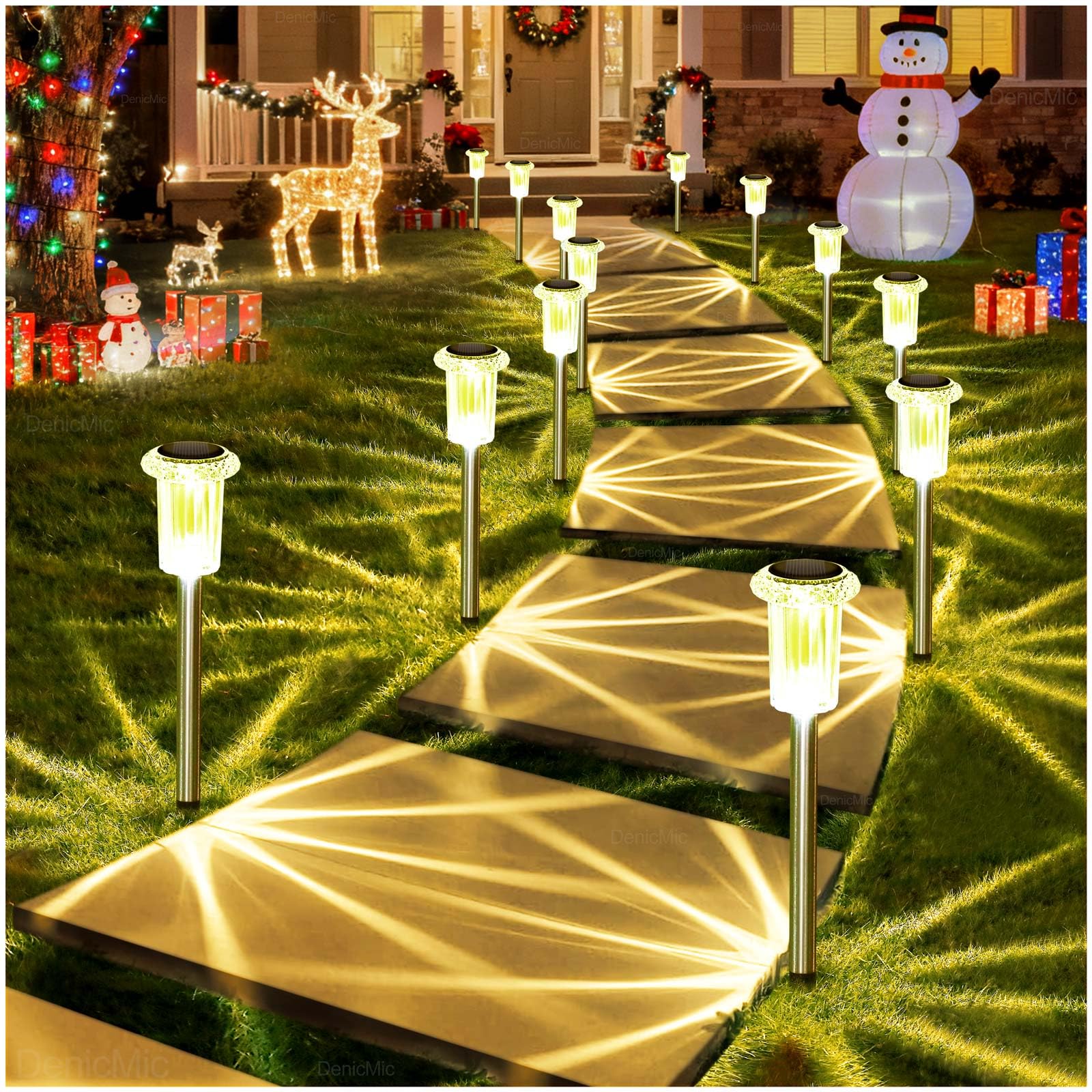 DenicMic wide-glow stakes illuminate large ground areas with three-foot radius.